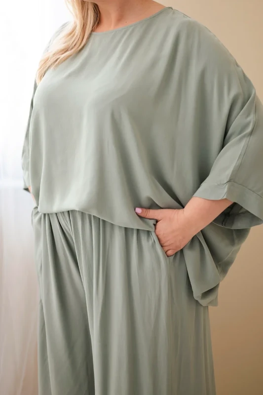 Komplet damski Plus Size wiskozowy z szerokimi spodniami ( r. 48-60)  