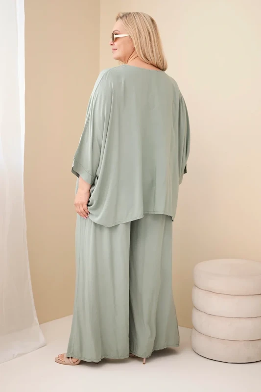 Komplet damski Plus Size wiskozowy z szerokimi spodniami ( r. 48-60)  