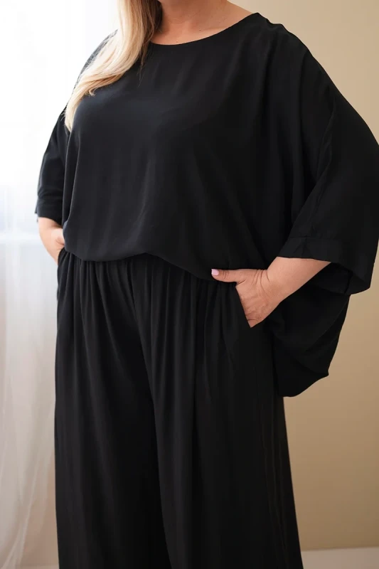Komplet damski Plus Size wiskozowy z szerokimi spodniami ( r. 48-60)   