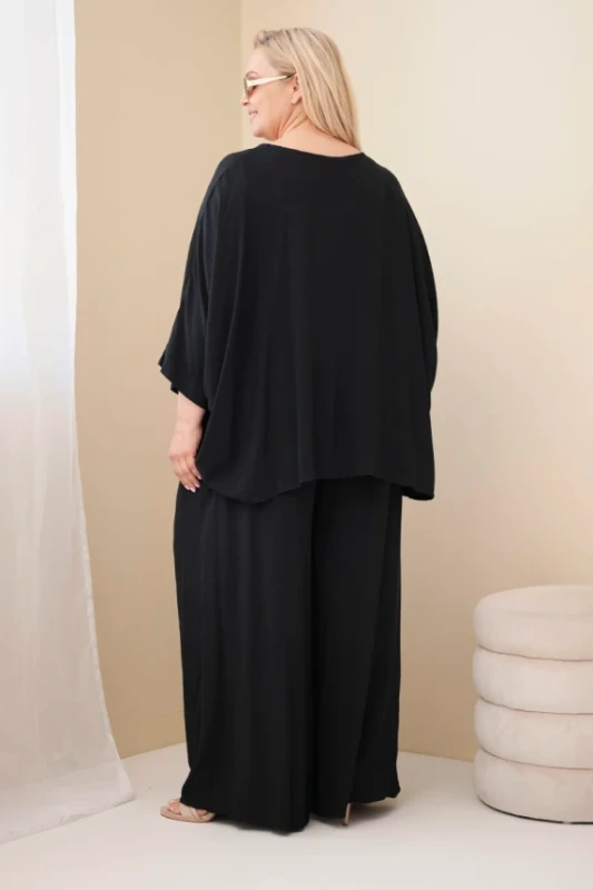 Komplet damski Plus Size wiskozowy z szerokimi spodniami ( r. 48-60)   