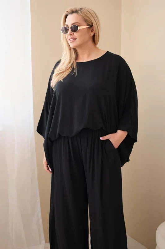 Komplet damski Plus Size wiskozowy z szerokimi spodniami ( r. 48-60)   