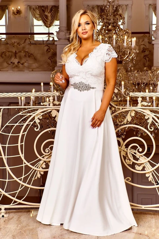 CRYSTAL- SUKNIA ŚLUBNA PLUS SIZE  - WYSYŁKA 24 H ( r. 48)