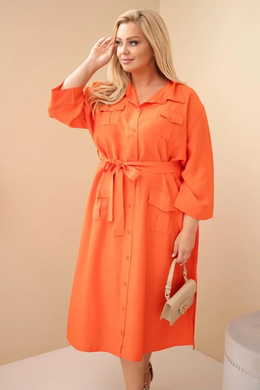 Sukienka damska bawełniana Plus Size koszulowa z paskiem ( 48-54)