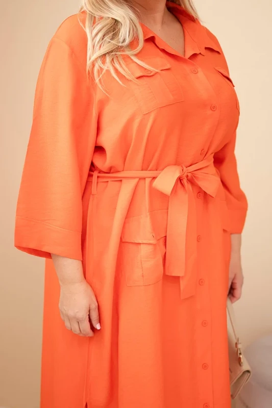 Sukienka damska bawełniana Plus Size koszulowa z paskiem ( 48-54)
