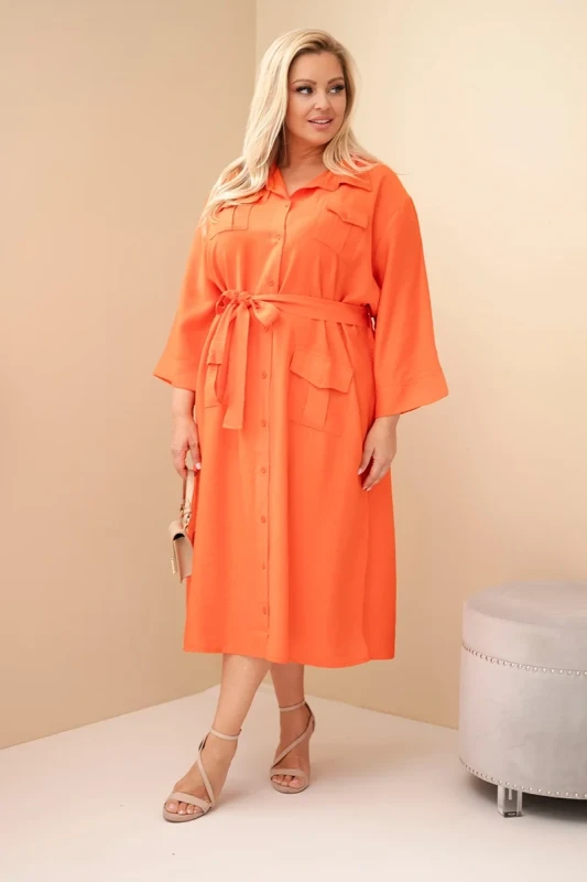 Sukienka damska bawełniana Plus Size koszulowa z paskiem ( 48-54)