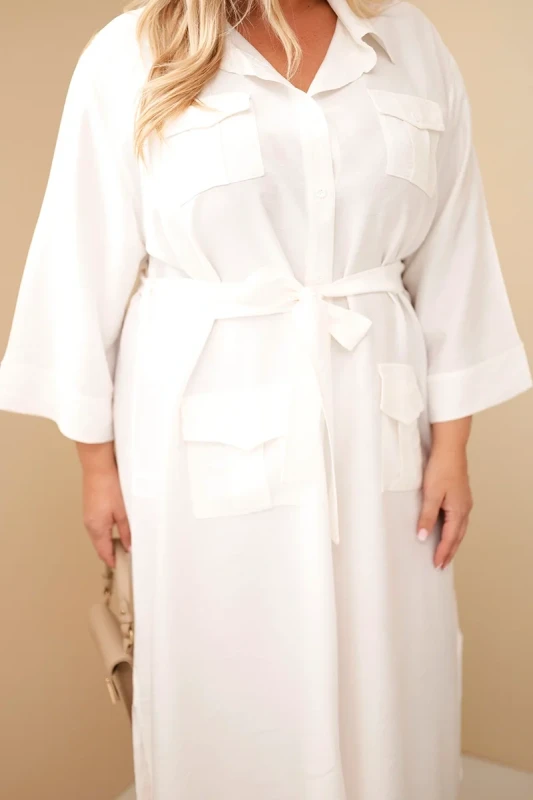 Sukienka damska bawełniana Plus Size koszulowa z paskiem ( 48-54) 