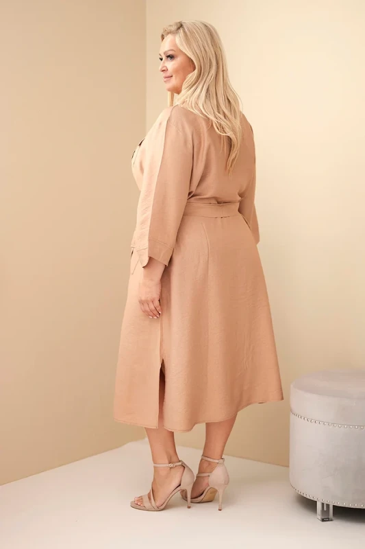Sukienka damska bawełniana Plus Size koszulowa z paskiem ( 48-54)  