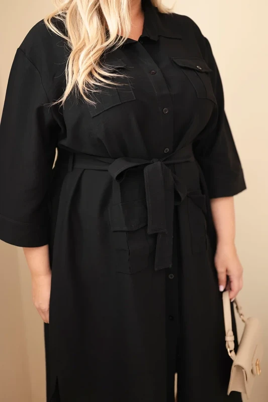 Sukienka damska bawełniana Plus Size koszulowa z paskiem ( 48-54)  