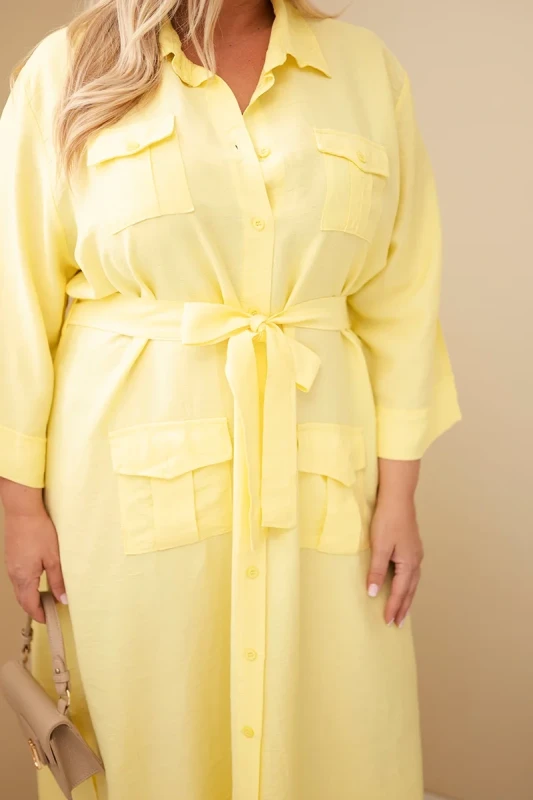 Sukienka damska bawełniana Plus Size koszulowa z paskiem ( 48-54)   