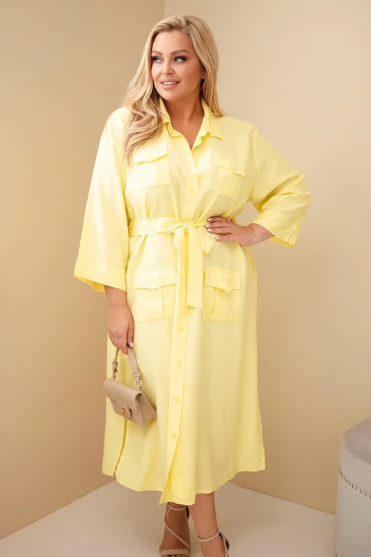 Sukienka damska bawełniana Plus Size koszulowa z paskiem ( 48-54)   