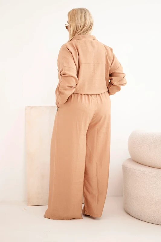 Komplet damski Plus Size z koszulą i szerokimi spodniami  ( r. 50-54)