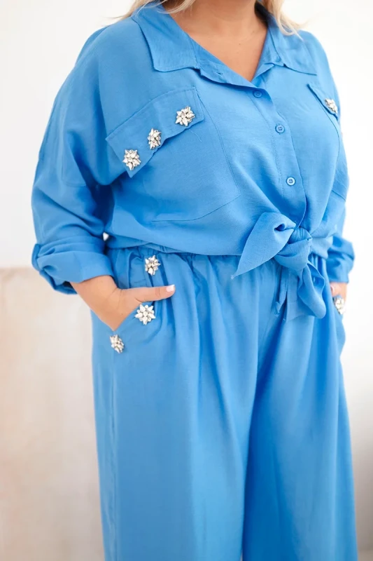 Komplet damski Plus Size z koszulą i szerokimi spodniami  ( r. 50-54) 