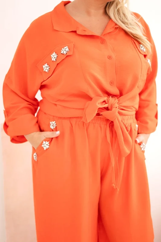 Komplet damski Plus Size z koszulą i szerokimi spodniami  ( r. 50-54)
