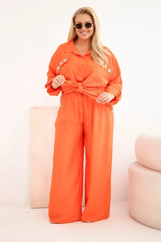Komplet damski Plus Size z koszulą i szerokimi spodniami  ( r. 50-54)