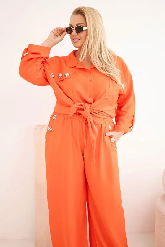 Komplet damski Plus Size z koszulą i szerokimi spodniami  ( r. 50-54)