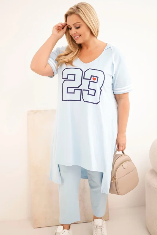 Komplet damski bawełniany Plus Size z bluzą i spodniami  ( r. 44-52)  