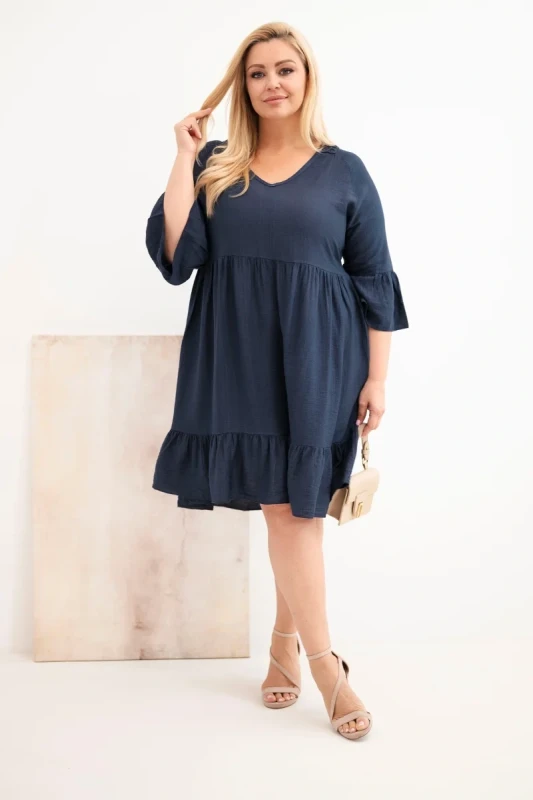 Sukienka plus size z ażurowymi plecami ( r. 44-50) - 100 % wiskoza 