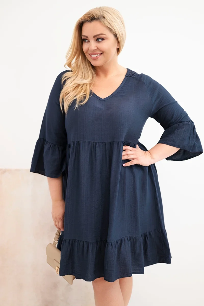 Sukienka plus size z ażurowymi plecami ( r. 44-50) - 100 % wiskoza 