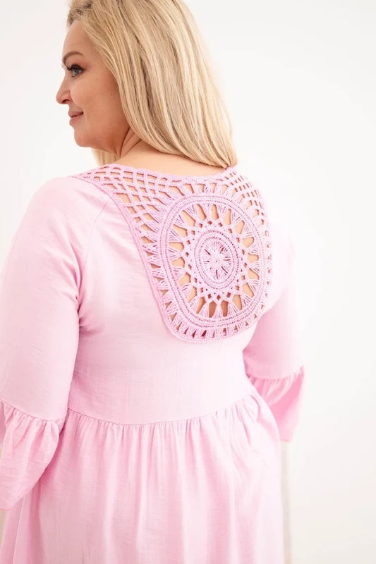 Sukienka plus size z ażurowymi plecami ( r. 44-50) - 100 % wiskoza  