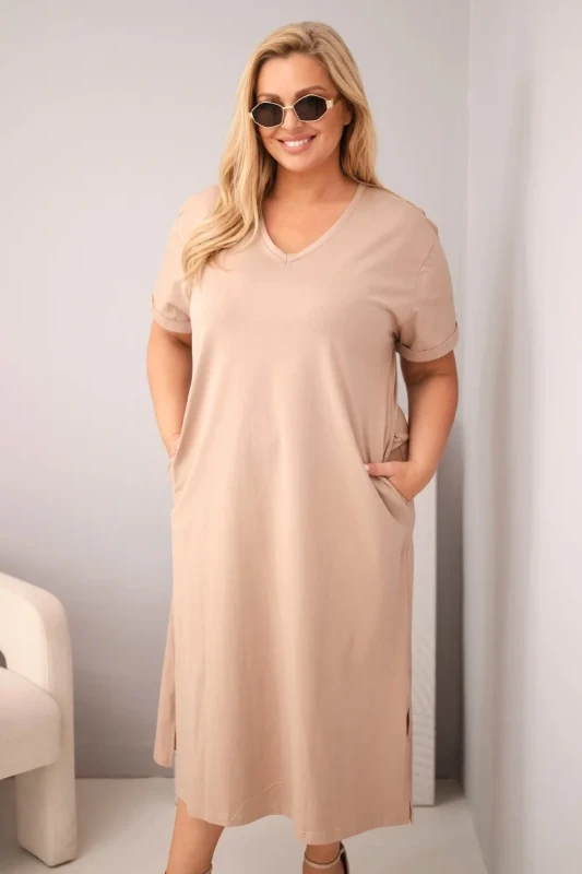 Sukienka damska Plus Size bawełniana z dekoltem w serek ( r. 44-54)
