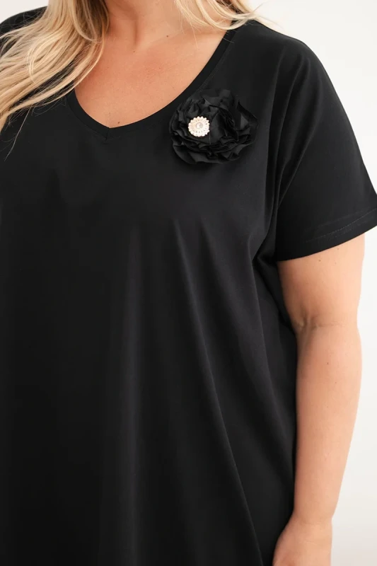 Sukienka  Plus Size bawełniana z broszką ( r. 48-56) 