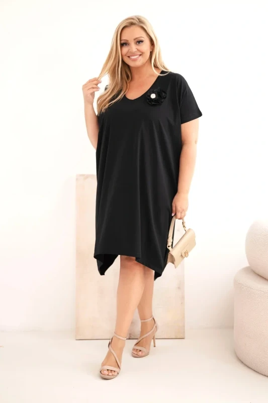 Sukienka  Plus Size bawełniana z broszką ( r. 48-56) 