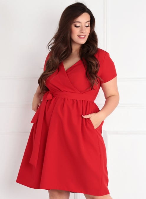 COCO -  Sukienka plus size wiązana w talii ( r. 44-52)   