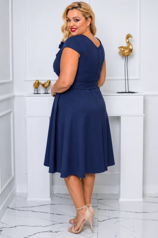 Sukienka wieczorowa plus size NINA granat glossy ( r. 46-50)  
