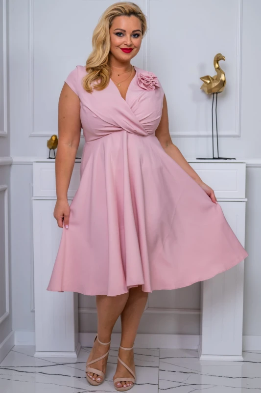 Sukienka wieczorowa plus size NINA light pink ( r. 46-50)  