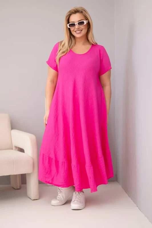 Sukienka plus size z krótkim rękawem i falbaną 100% wiskoza ( r. 46-52)   