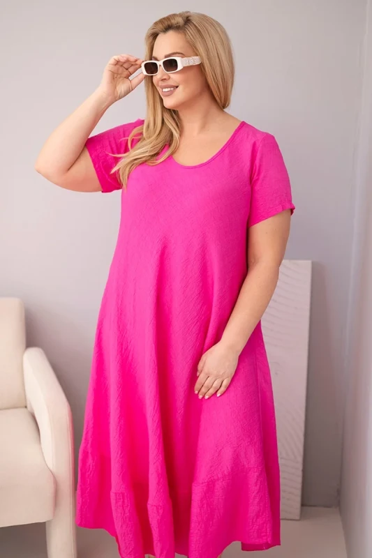 Sukienka plus size z krótkim rękawem i falbaną 100% wiskoza ( r. 46-52)   