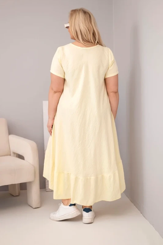 Sukienka plus size z krótkim rękawem i falbaną 100% wiskoza ( r. 46-52)  