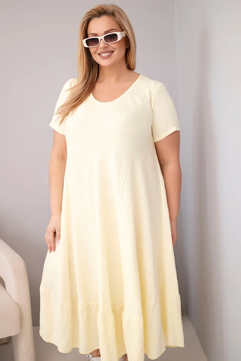 Sukienka plus size z krótkim rękawem i falbaną 100% wiskoza ( r. 46-52)  