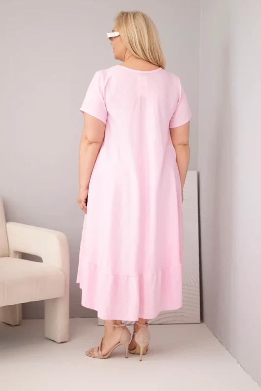 Sukienka plus size z krótkim rękawem i falbaną 100% wiskoza ( r. 46-52)  