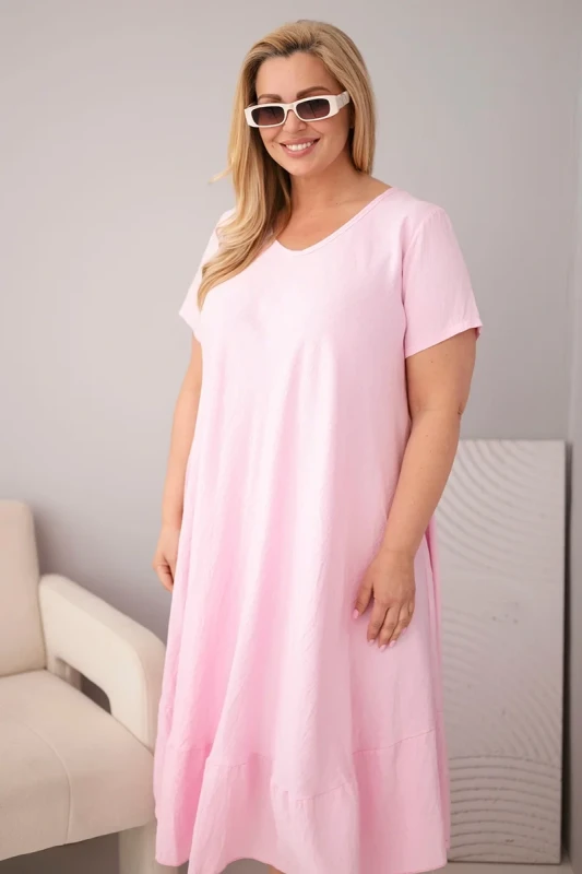 Sukienka plus size z krótkim rękawem i falbaną 100% wiskoza ( r. 46-52)  