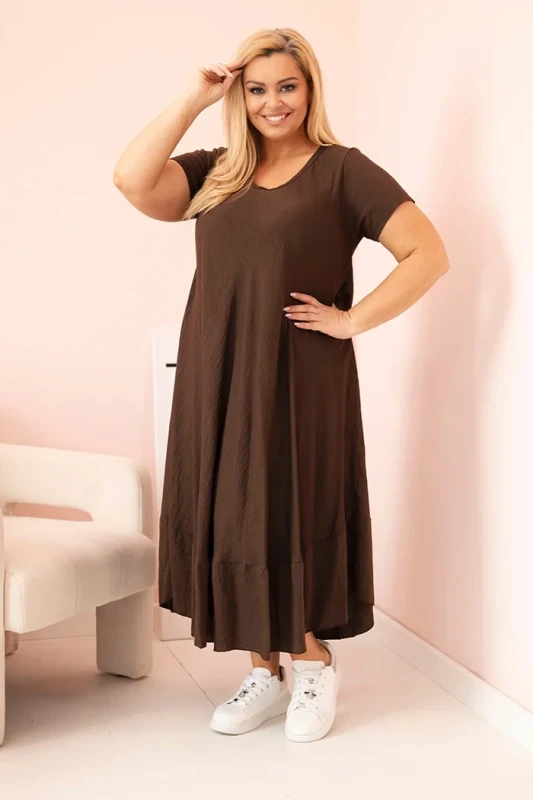 Sukienka plus size z krótkim rękawem i falbaną 100% wiskoza ( r. 46-52)  