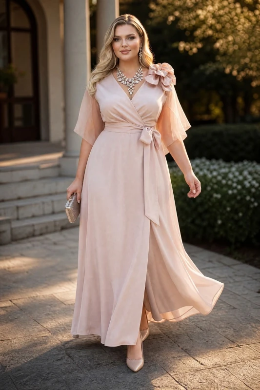 Sukienka wieczorowa plus size CELESTE gold glossy ( r. 48-50)  