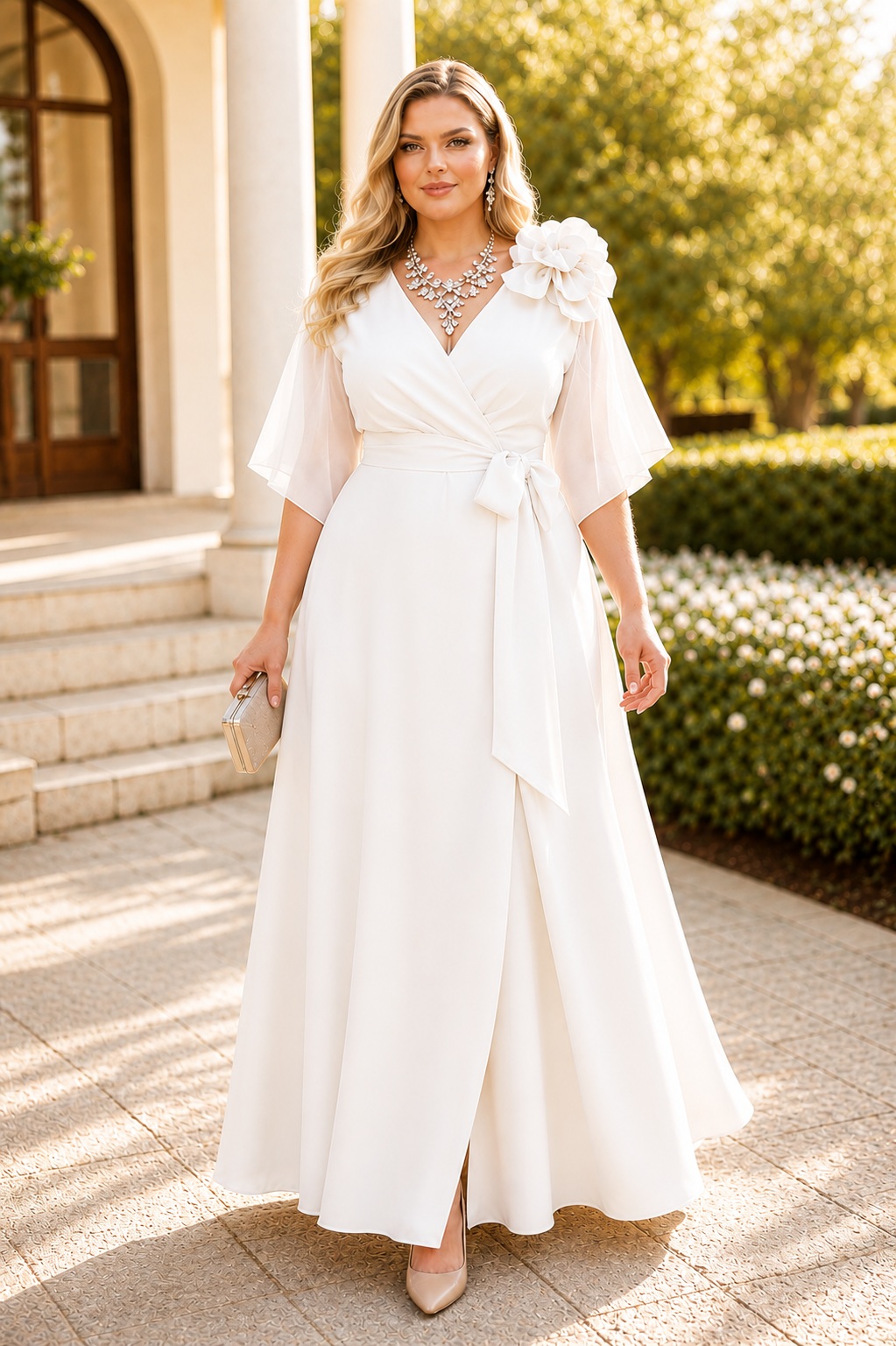 Sukienka wieczorowa plus size CELESTE ecru ( r. 48-50) 
