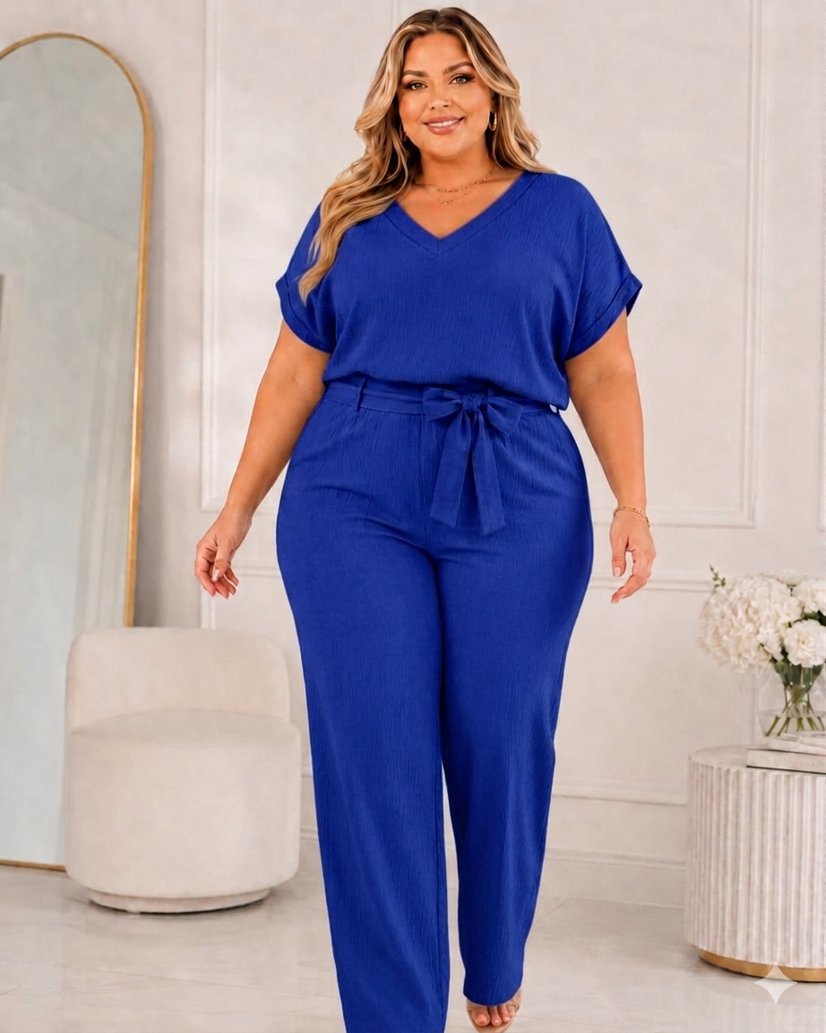 Komplet plus size z paskiem do wiązania ( r. 48-54) 