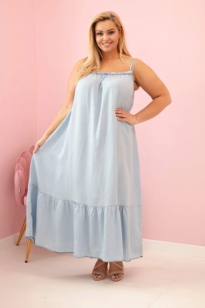 Sukienka maxi Plus Size z Tencelu – Jasny Jeans ( R 46-56)