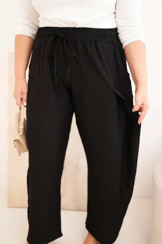 Spodnie damskie bawełniane Plus Size z gumką w pasie ( r. 48-54) mod 8118