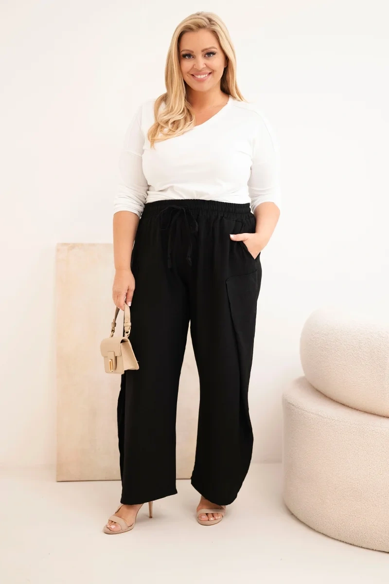 Spodnie damskie bawełniane Plus Size z gumką w pasie ( r. 48-54) mod 8118