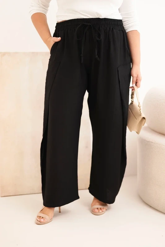 Spodnie damskie bawełniane Plus Size z gumką w pasie ( r. 48-54) mod 8118