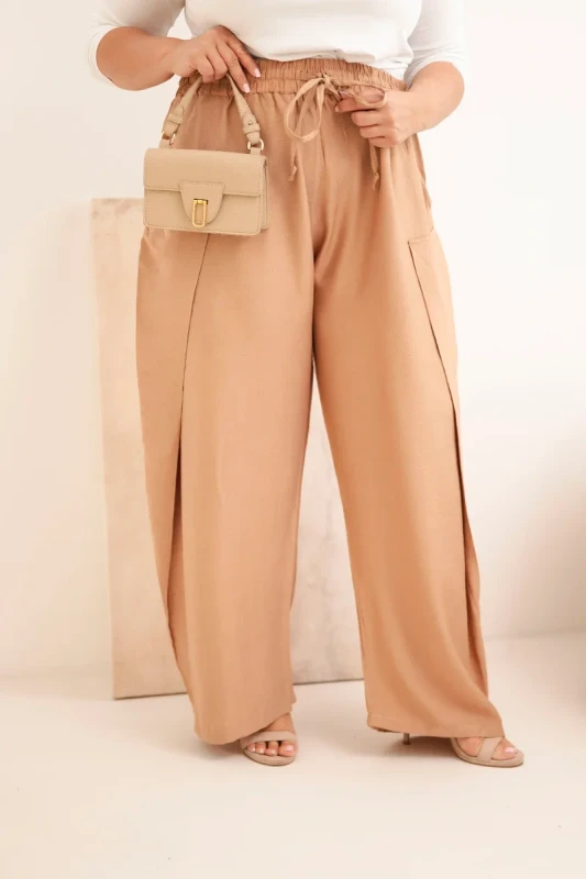 Spodnie damskie bawełniane Plus Size z gumką w pasie ( r. 48-54) mod 8118  