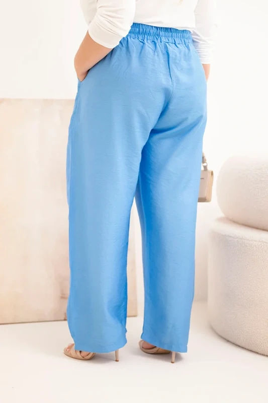 Spodnie damskie bawełniane Plus Size z gumką w pasie ( r. 48-54) mod 8118   