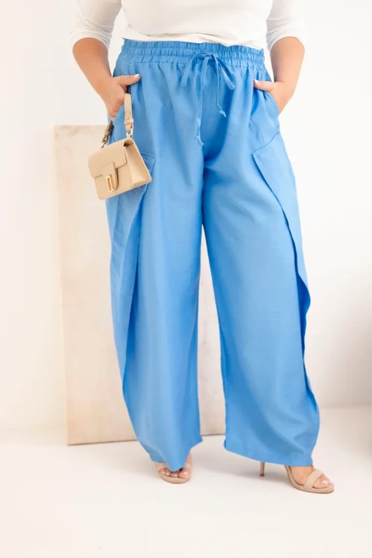 Spodnie damskie bawełniane Plus Size z gumką w pasie ( r. 48-54) mod 8118   