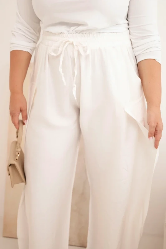 Spodnie damskie bawełniane Plus Size z gumką w pasie ( r. 48-54) mod 8118  
