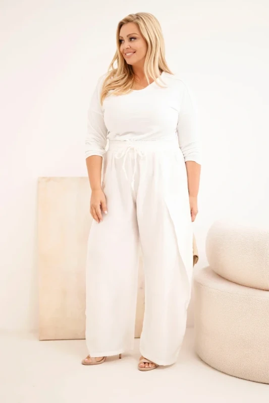 Spodnie damskie bawełniane Plus Size z gumką w pasie ( r. 48-54) mod 8118  