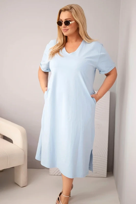 Sukienka damska Plus Size bawełniana z dekoltem w serek ( r. 44-54) mod 7084