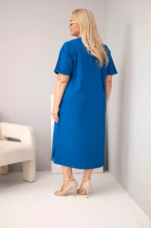 Sukienka damska Plus Size bawełniana z dekoltem w serek ( r. 44-54) mod 7084 